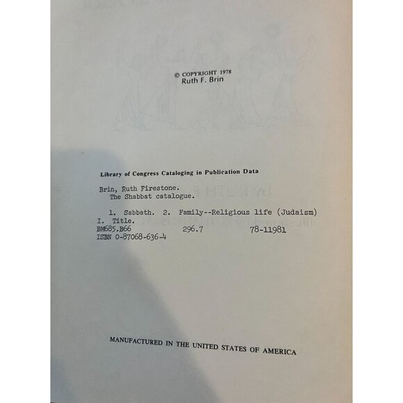 The Shabbat Catalogue, Ruth F. Brin Ruthann Isaacson, SC 1978 First Print 128 pg - Picture 3 of 10